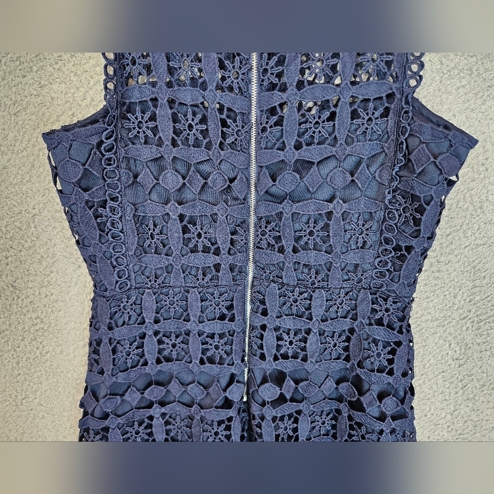 Lulu's Womens Pay Tribute Navy Blue Crochet Dress Sz M Sleeveless  Cocktail Club - Picture 8 of 12